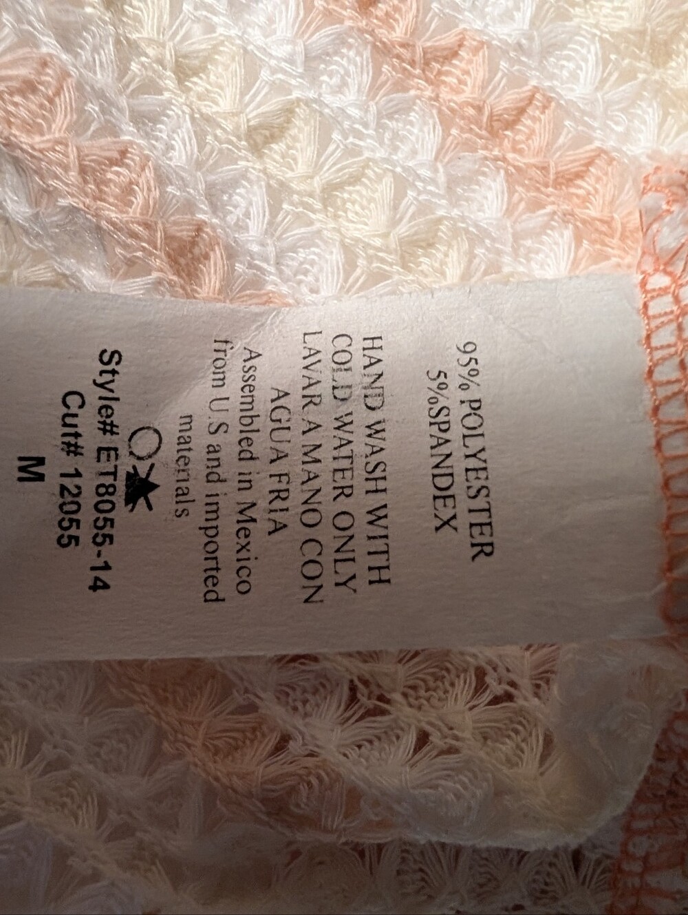 Heimish U.S.A. Women’s M Coral Ivory Striped Open Knit Oversized Top Nwot A-257 - Picture 10 of 16